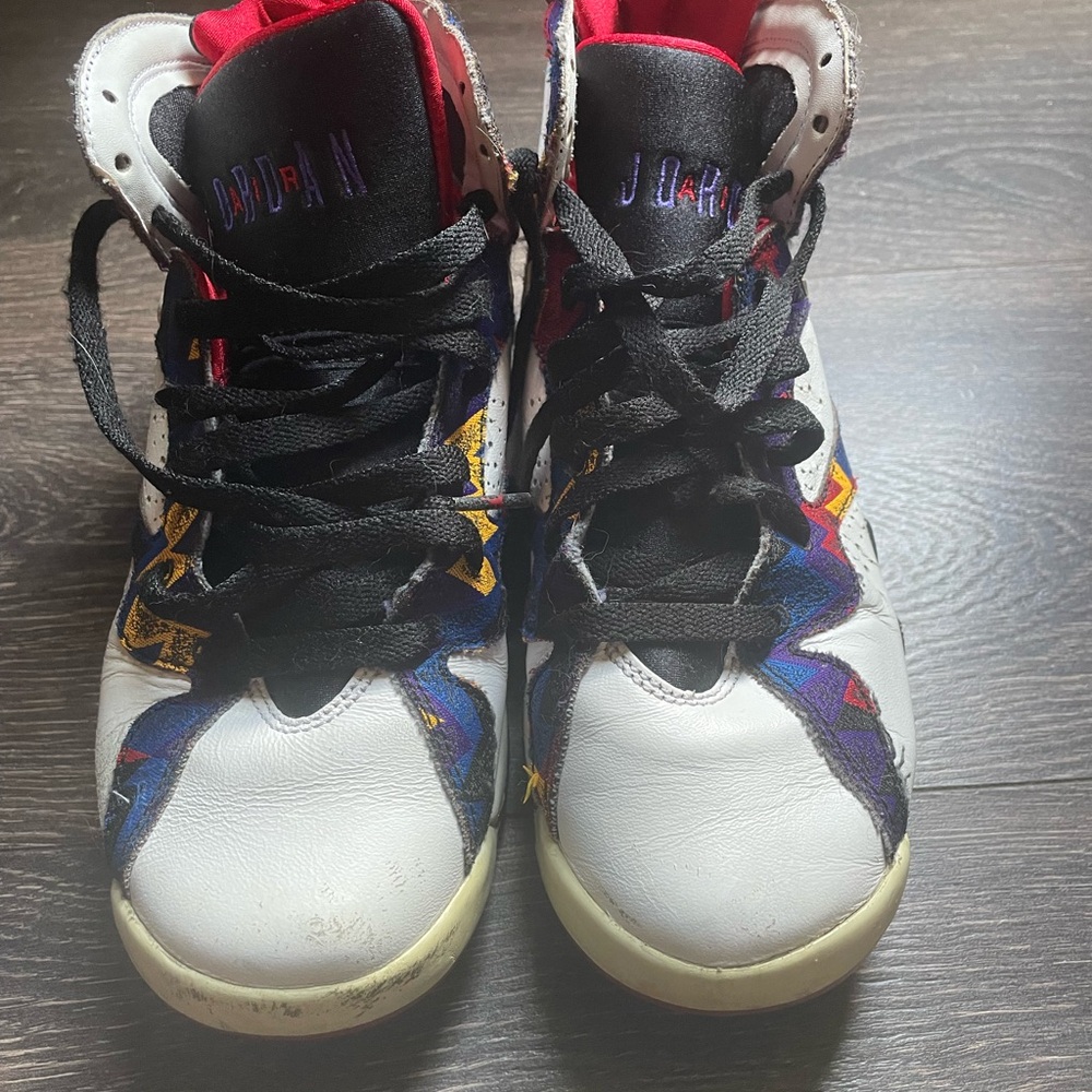 Jordan White and Red High-Top Sneakers
